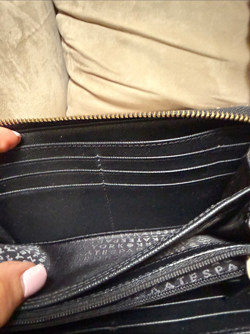 kate spade Black and White Polka Dot Zip-Around Wallet - Picture 7 of 12